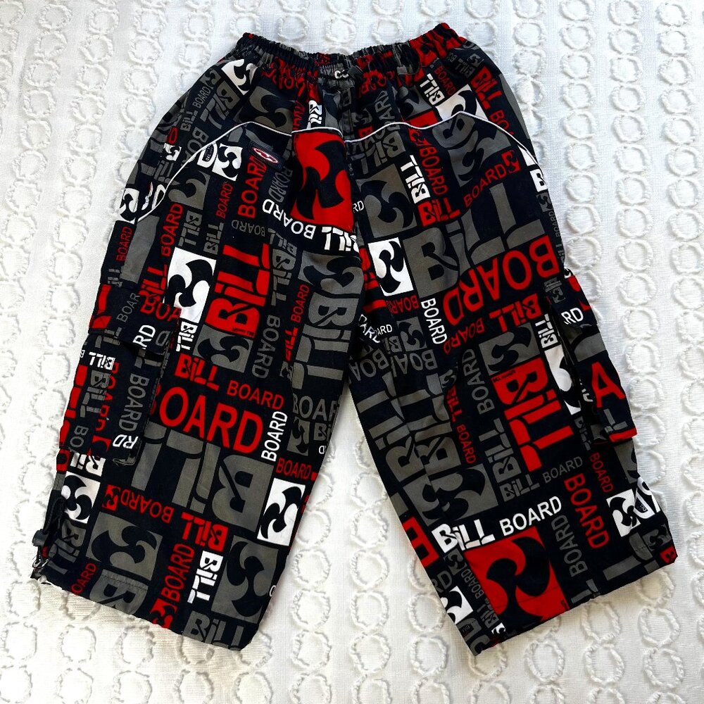 Billboard Pants Boys 14 Capri Length Elastic Waist Black Grey Red AOP
